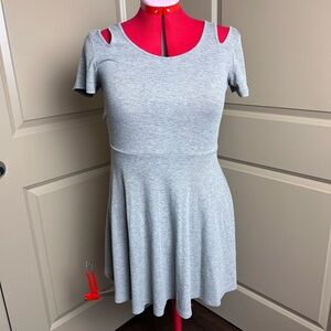 Light gray, short sleeve dress with cut out detail